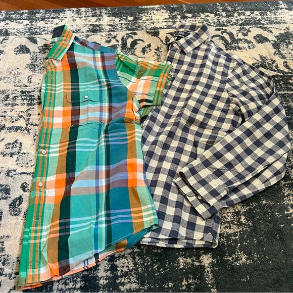 Express Button Down Shirt Bundle, Men’s L Mardras Plaid SS Blue White Checkered - Picture 1 of 10